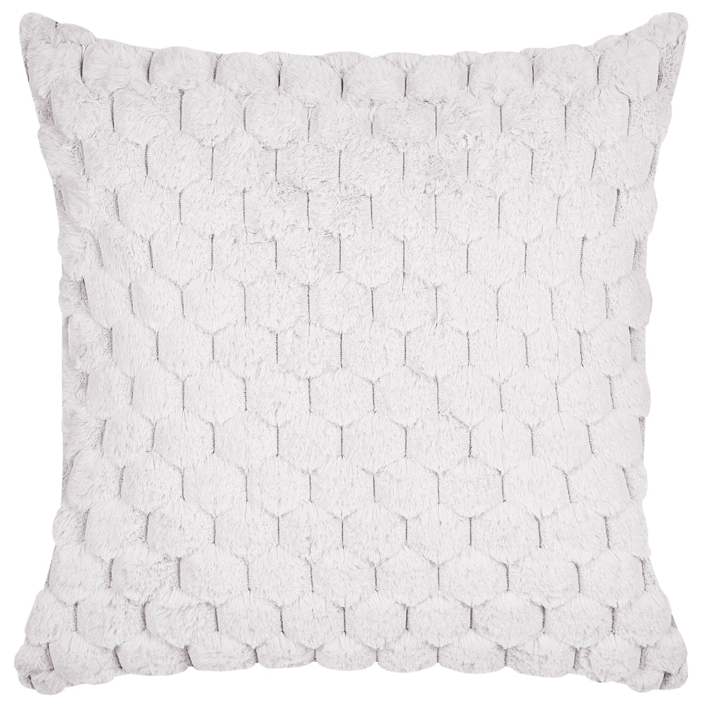 Set di 2 cuscini in ecopelle bianco con motivo a nido d'ape 43 x 43 cm soggiorno camera da letto