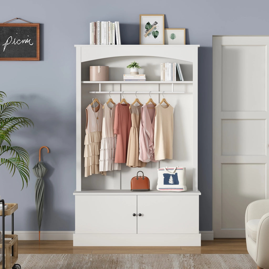 Mobile ingresso con panca; 1 barra appendiabiti; 2 vani e ripiano regolabile per ingresso; 120 Ã— 40 Ã— 190 cm