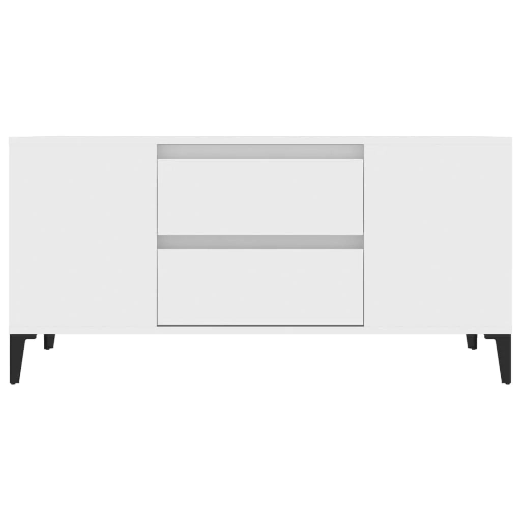 Mobile TV multimediale scaffale TV credenza mobile TV sala da pranzo soggiorno camera da letto 102 x 44,5 x 50 cm legno ingegnerizzato bianco 02_0025619