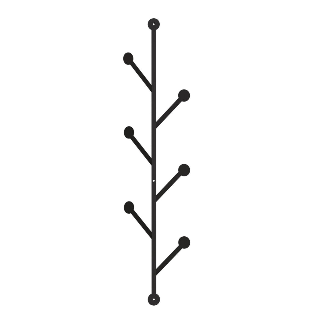 Appendiabiti a parete in metallo "Ponpon" - 22 x 5 x 94 cm - Nero