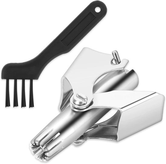 Kit da 2 trimmer per naso, trimmer per naso e orecchio in acciaio inossidabile con spazzola per naso e orecchio, trimmer per peli del mento, trimmer manuale, lavabile, meccanico, manuale Adatto per uomini e donne