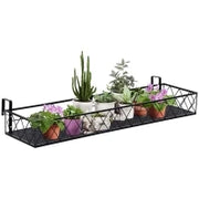 Fioriera da Esterno Portavasi con Ganci per Ringhiera Balcone in Metallo, 100x31x12cm, Nero