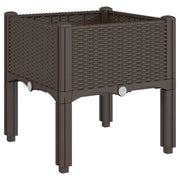 Fioriera | Cassetta per fiori | Vaso da Giardino con Gambe Marrone 40x40x42 cm in PP