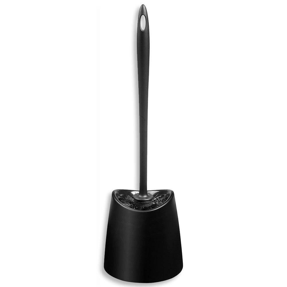 Portascopino wc da appoggio nero in abs con setole nere