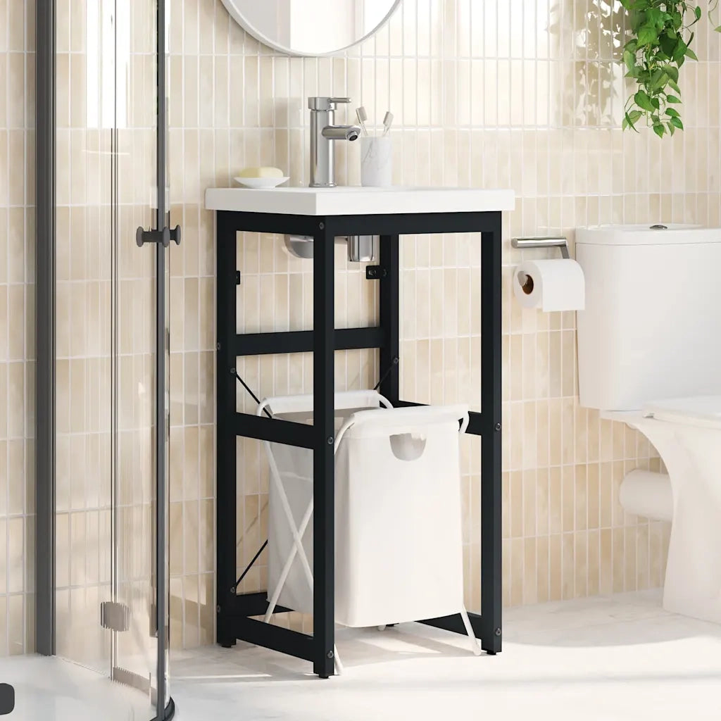 Struttura per Lavabo da Bagno Nera 40x38x83 cm in Ferro 338499