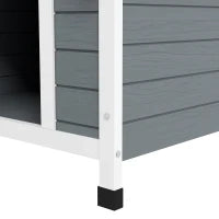 Cuccia per Cani in Legno da Esterno, Casetta per Cani Grandi con Pavimento Rimovibile, 84x99x87cm, Grigio