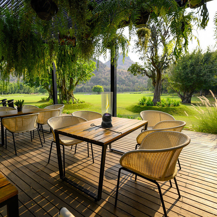 Camino a Bioetanolo da Tavolo Ø14,5x46,5 cm in Acciaio Ceramica e Vetro Nero