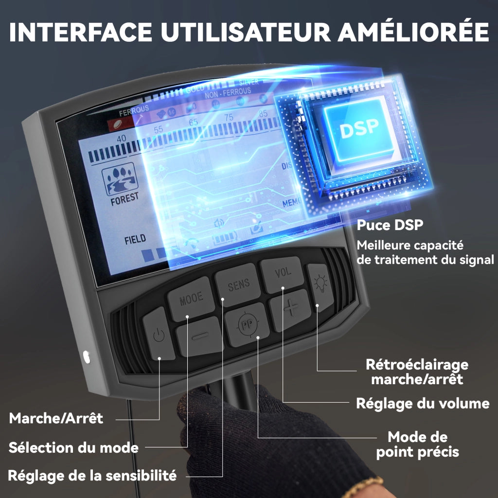 Rilevatore di Metalli Professionale ¨C Xylo ¨C 5 Modalit¨¤ IP68 Chip DSP LCD Grigio Scuro