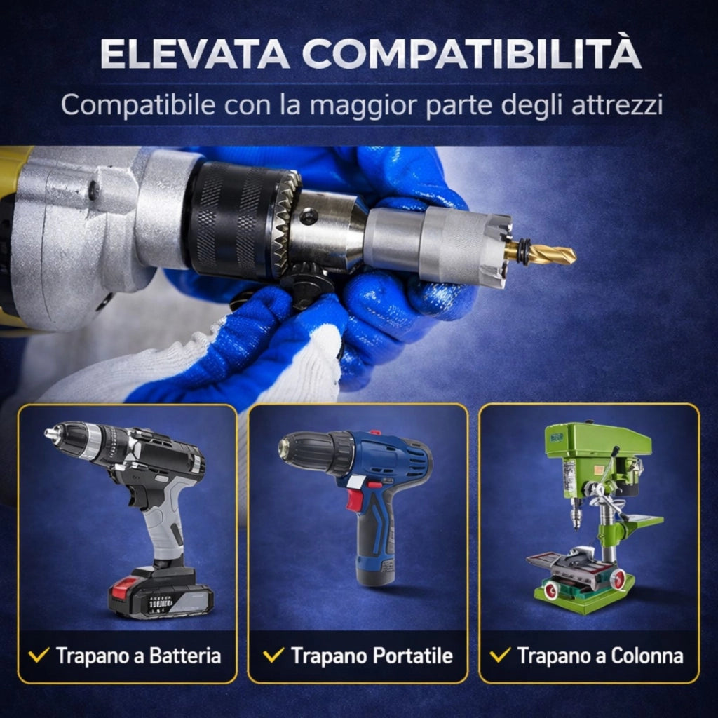 Kit set seghe a tazza 10 pezzi 16-53mm frese per metallo acciaio legno con punte