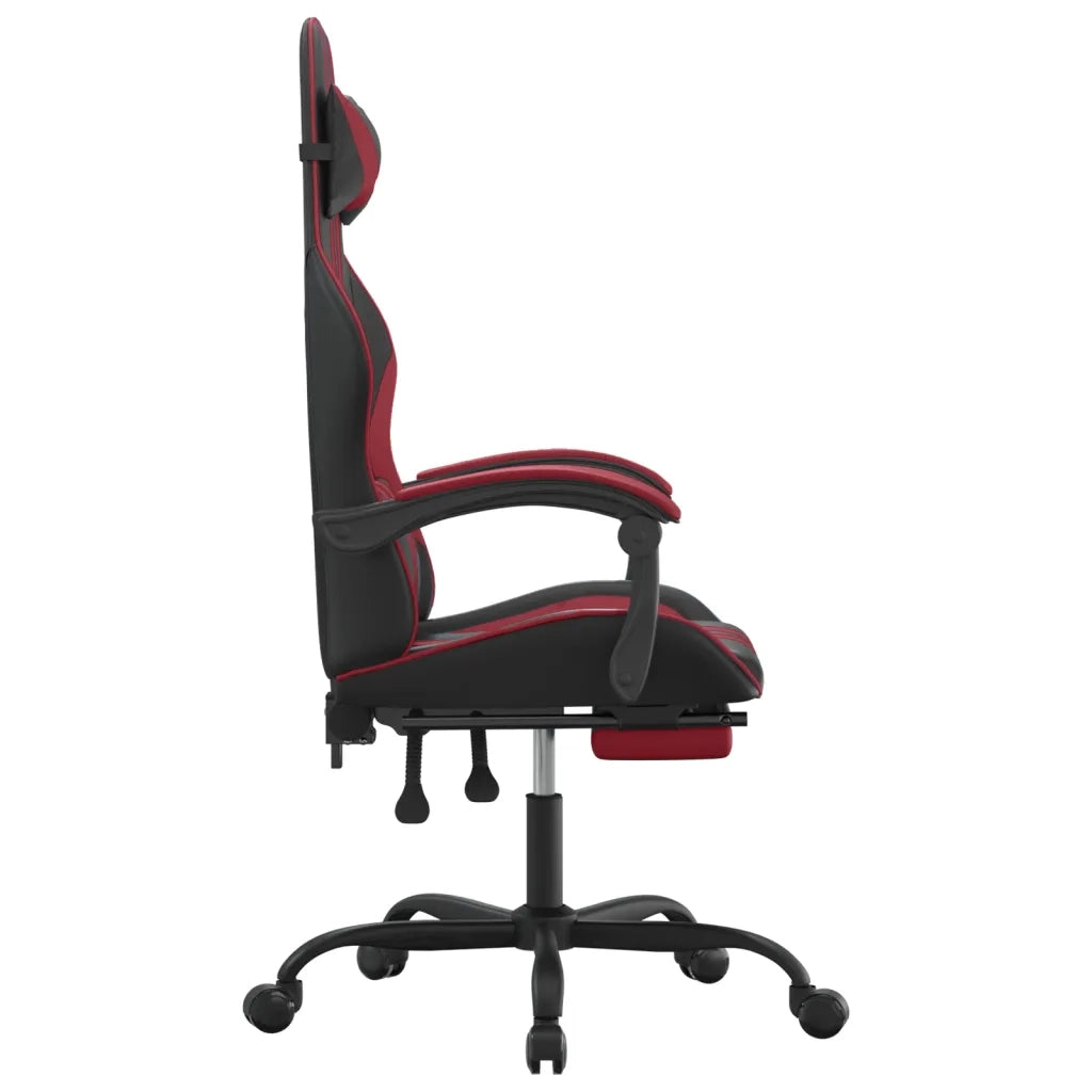 Sedia da Gaming con Poggiapiedi Nero e Rosso Vino in Similpelle cod mxl 63519