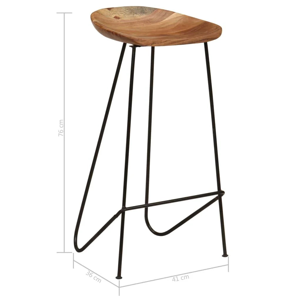 Set di due sgabelli da bar di design seduta in legno massello di acacia 1202088