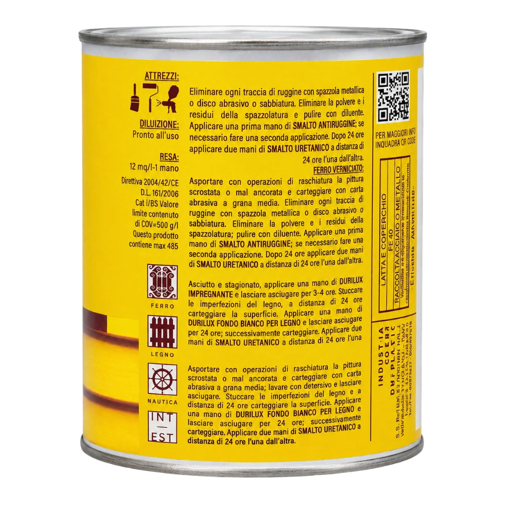 Smalto uretanico bianco satinato alta prestazione 750 ml