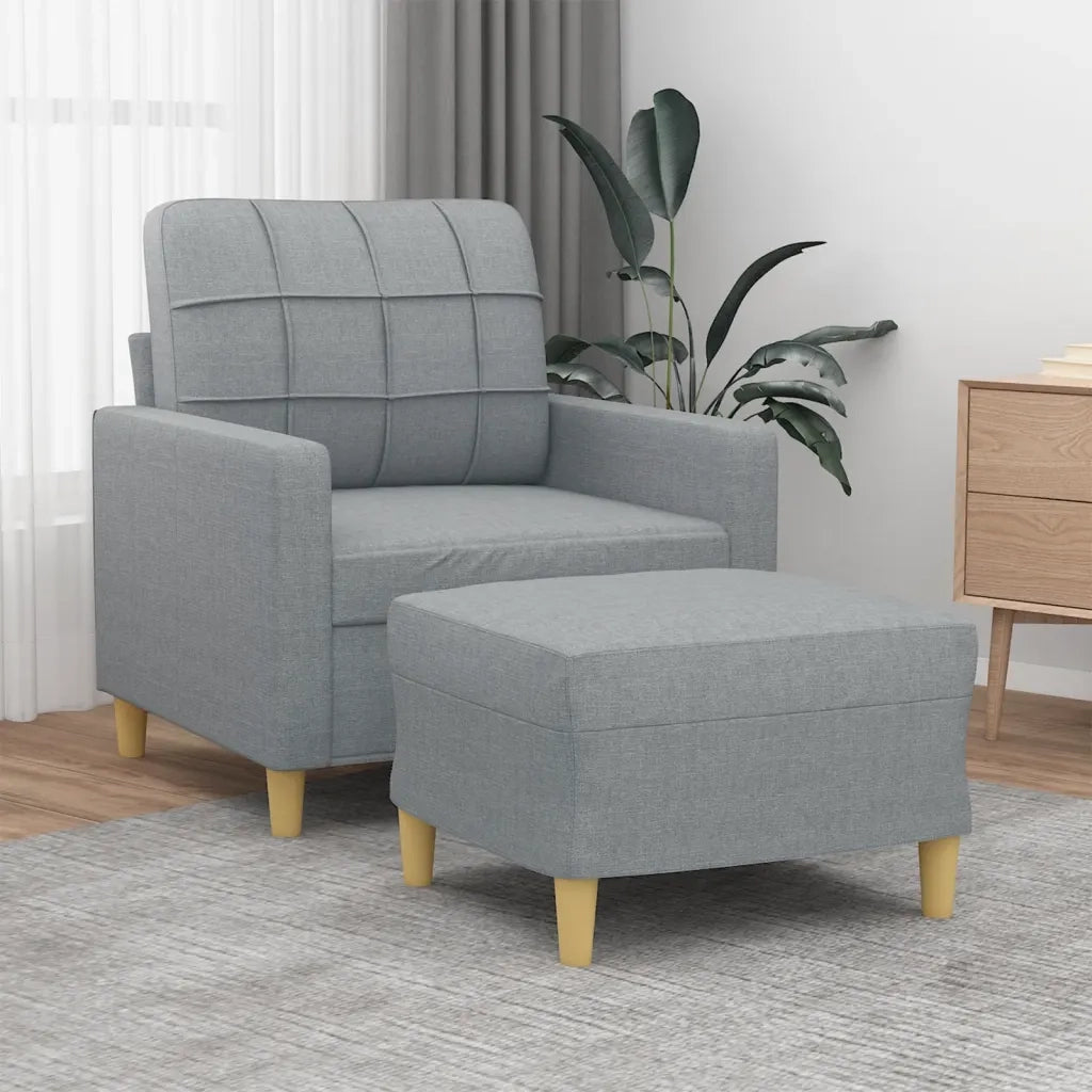 Divano Sedia-Poltrona con Poggiapiedi Grigio Chiaro 60 cm in Tessuto 889983
