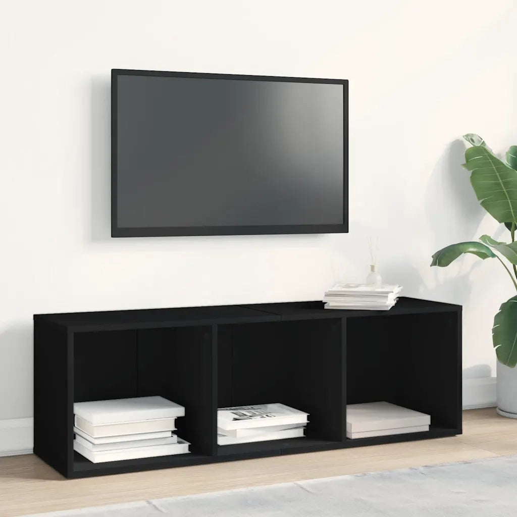 Libreria-Mobile TV Nero 36x30x114 cm in Legno Multistrato