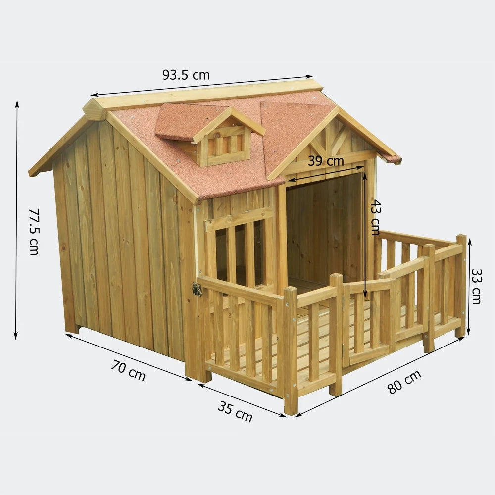 Cuccia XL per cani cuccia in legno massello con terrazza 3716051