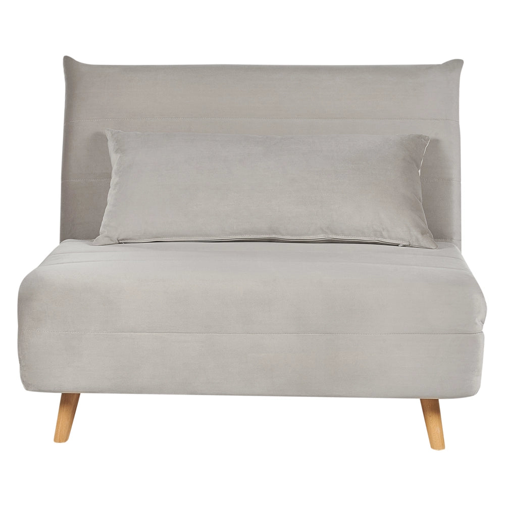 Divano letto piccolo in velluto grigio chiaro 1 posto letto pieghevole senza braccioli scandinavo