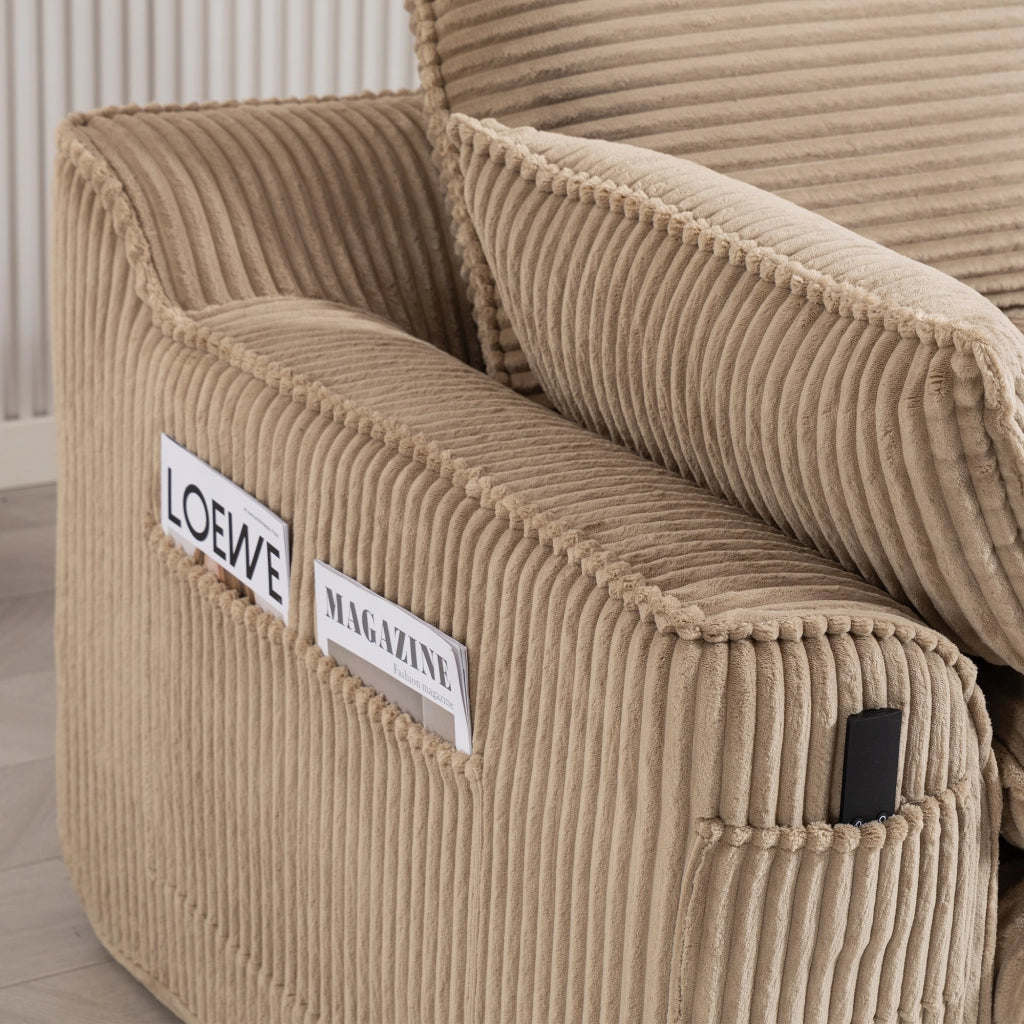 SOFÀ 2 POSTI 191x94x85 cm in corduroy kaki con cuscini