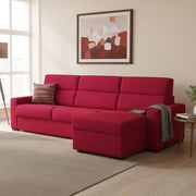 Celleno, Divano Letto con Penisola Sfoderabile Made in Italy, 280x160 cm Rosso