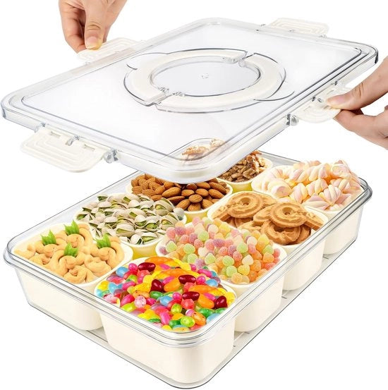 Snackbox con contenitori - scatola per snack con coperchio e maniglia - organizzatore di snack riutilizzabile - conservazione di spezie - snackbox per bambini - caramelle e noci