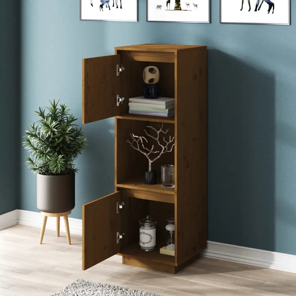 Credenza | Madia | Buffet da pranzo | Armadio da pranzo Marrone Ambrato 38x35x117 cm in Legno Massello di Pino