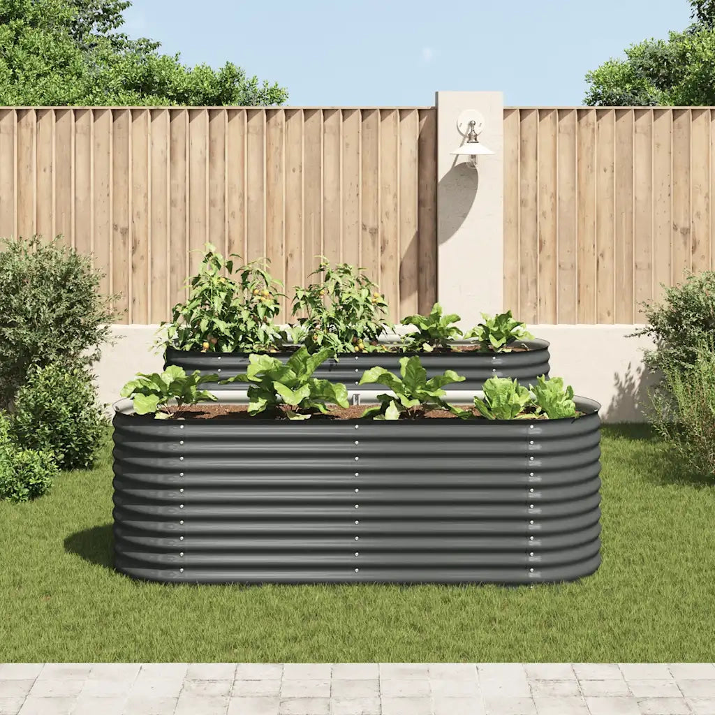 Letto Rialzato Giardino 240x80x81 cm in Acciaio Zincato Grigio 45523