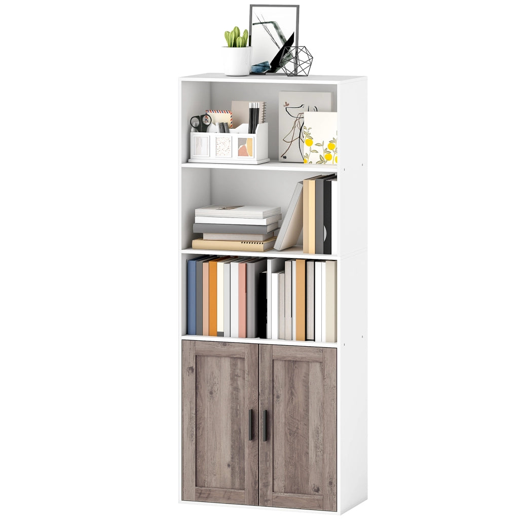 Libreria con ante e scaffali aperti ¨C Zephmum ¨C Bianco 60x30x149.5 cm