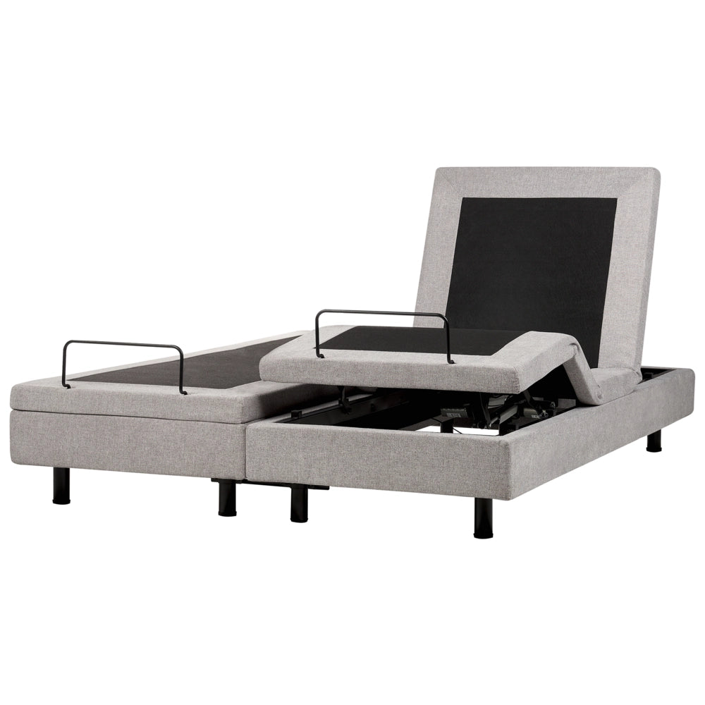 Letto elettrico matrimoniale tessuto grigio chiaro regolabile con telecomando senza testiera 180x200 cm stile moderno