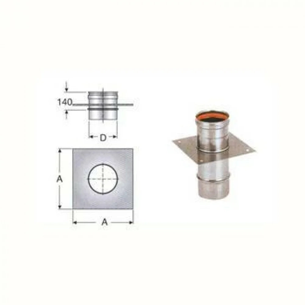 Piastra con elemento diritto d.1 40 inox aisi316l b08xbd823x