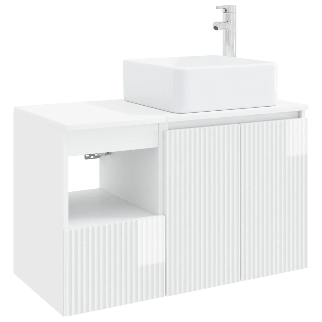 Set di mobili per il bagno 2 pz Bianco Lucido 3404048