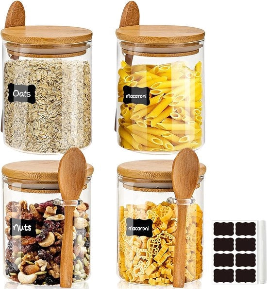 Set di contenitori in vetro - Set di 4 - A prova d'aria - 540ml - Vetro borosilicato