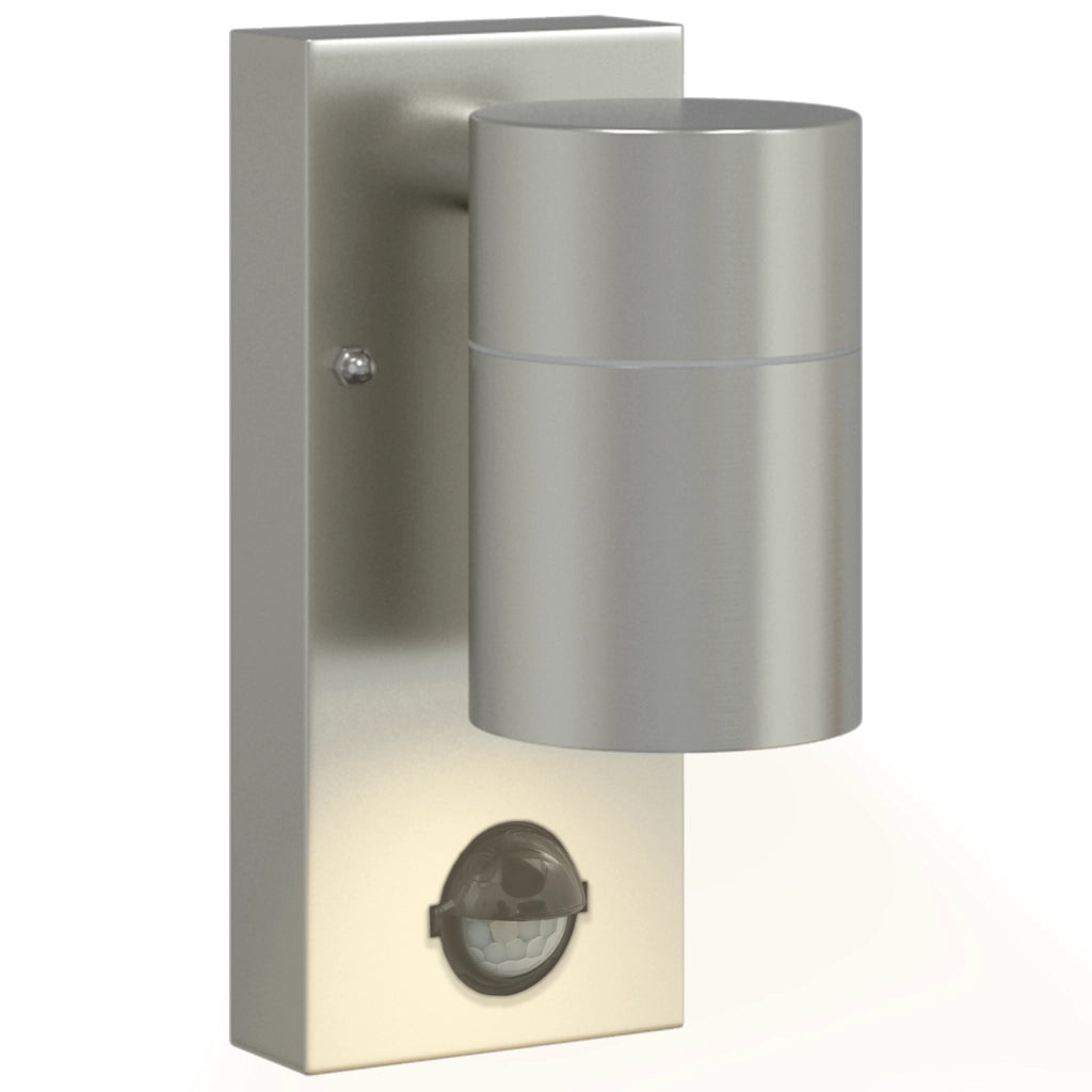 Lampade da parete esterne con sensore 2 pezzi argento acciaio inox IP44