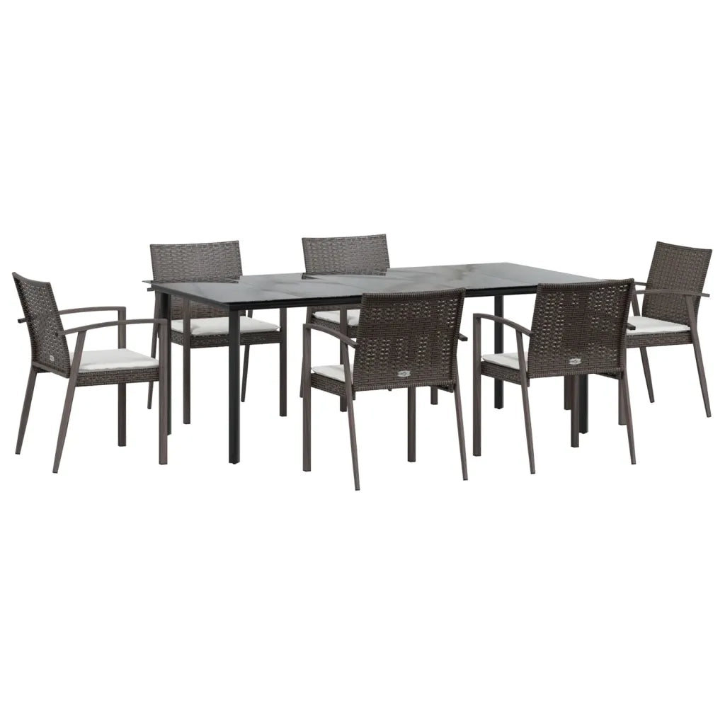 Set Pranzo da Giardino 7 pz con Cuscini in Polyrattan e Acciaio 3186997