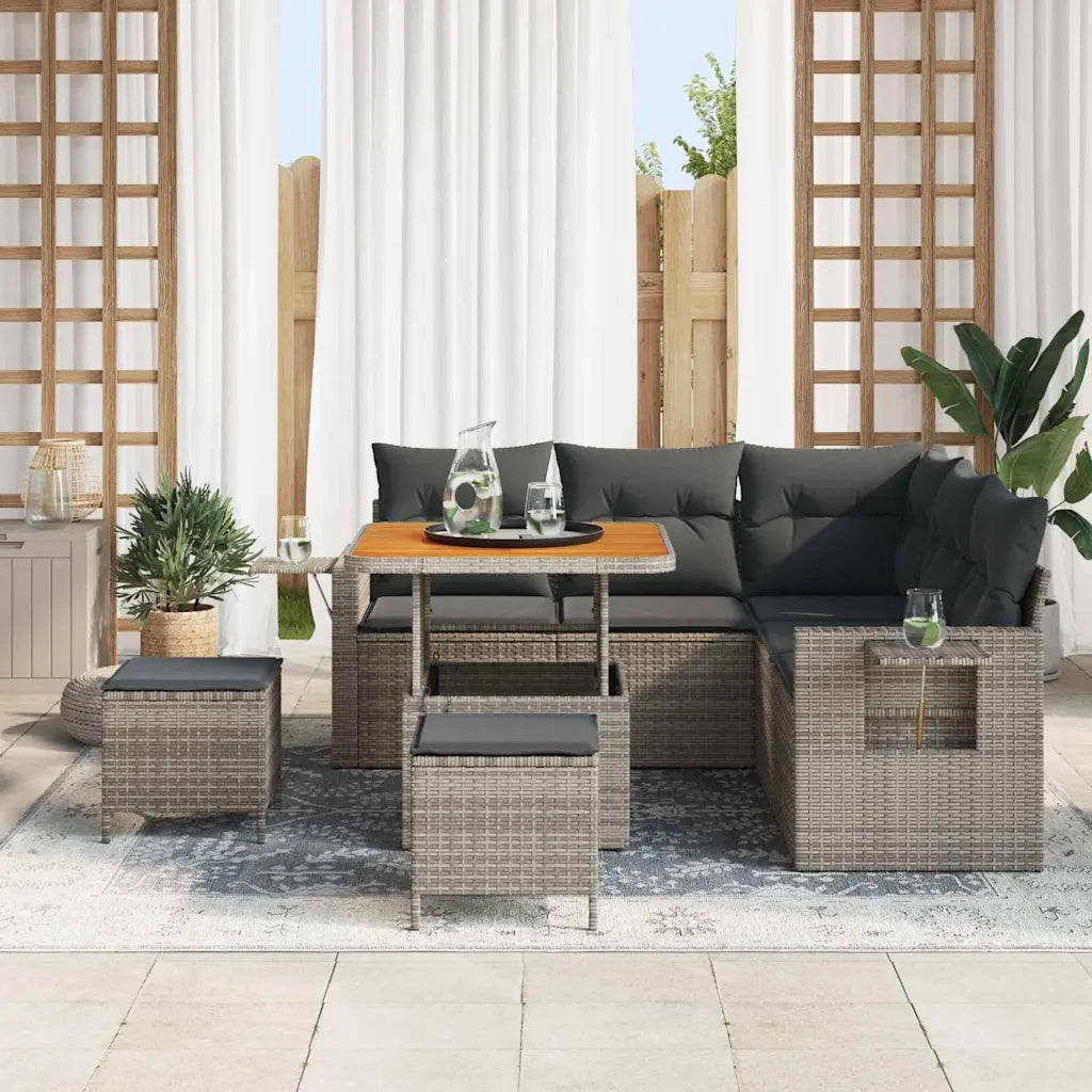 Set Divano da Giardino con cuscino 8 pcs Grigio polyrattan 3361743