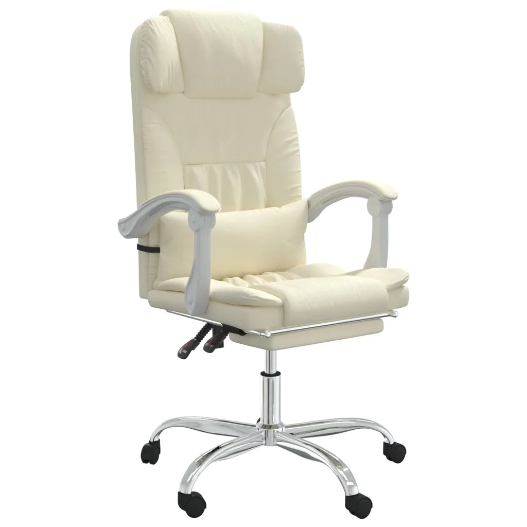 Poltrona da Ufficio Massaggiante Reclinabile Crema Similpelle 349746
