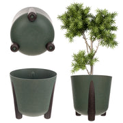 Vaso da fiori KADAX, coprivaso, con gambe, con inserto, moderno, verde, 34 cm