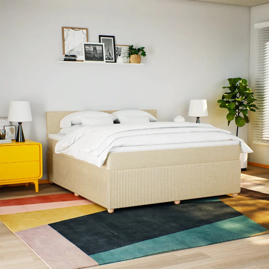Giroletto a Molle con Materasso Crema 180x200 cm in Tessuto