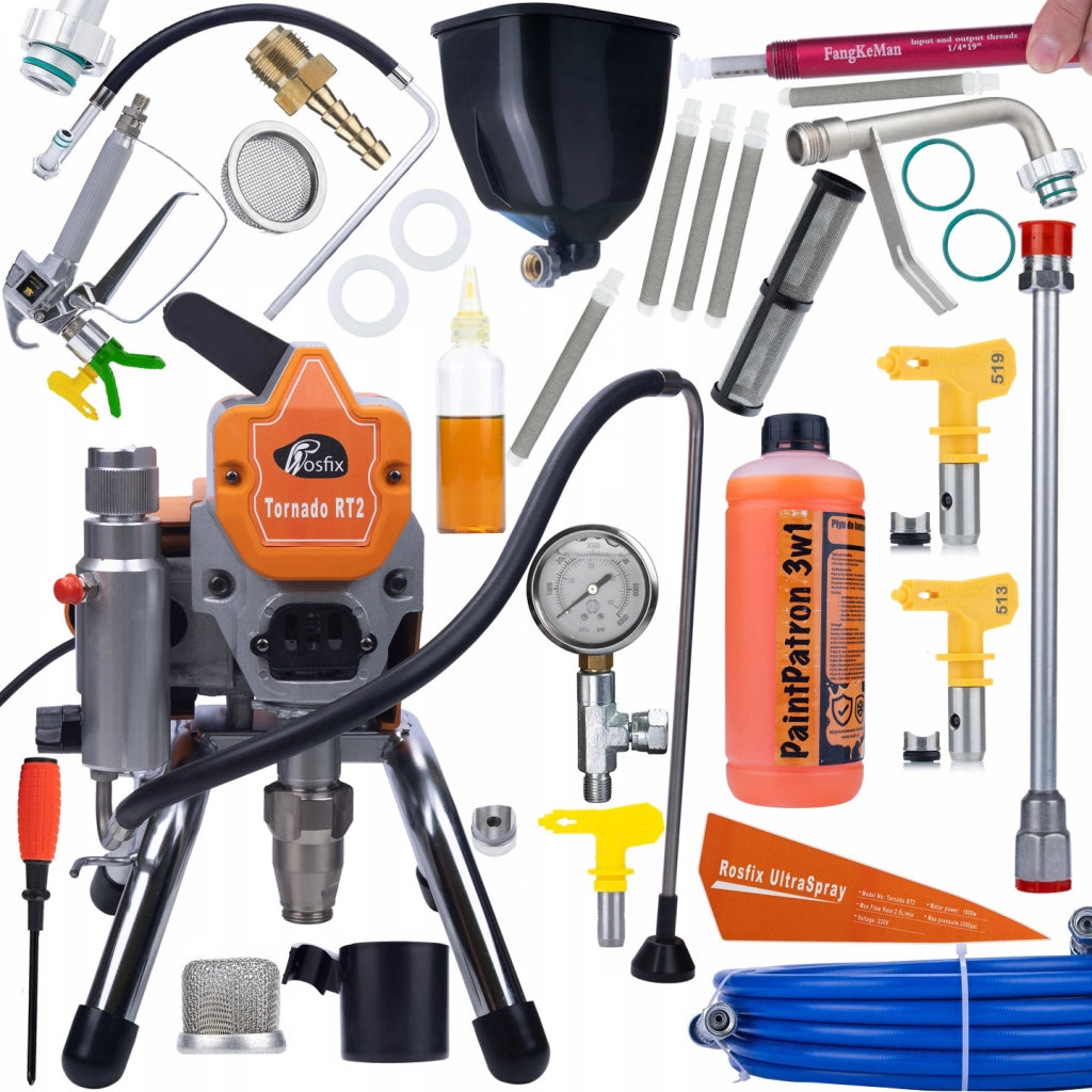 Agitatore per Verniciatura Rosfix Tornado RT2 – 1800W, 22MPA, 2,2L/min | Set di Accessori Inclusi