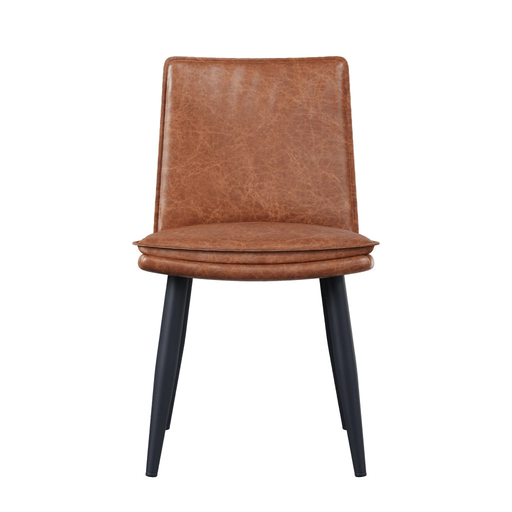 SEDIA da pranzo Set da 4 pezzi in PU marrone con gambe in metallo