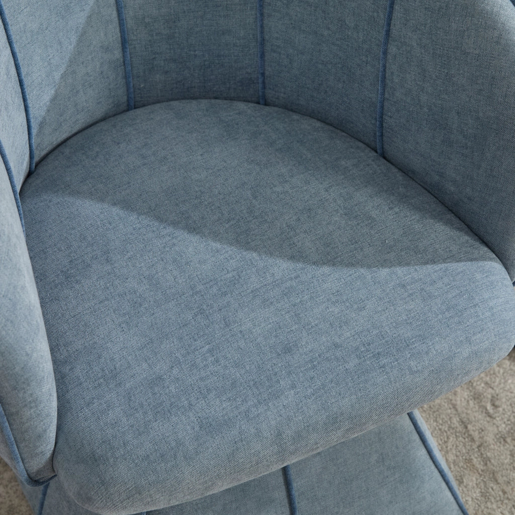 Poltrona girevole in chenille blu, seduta ergonomica con schienale alto, per camera e soggiorno