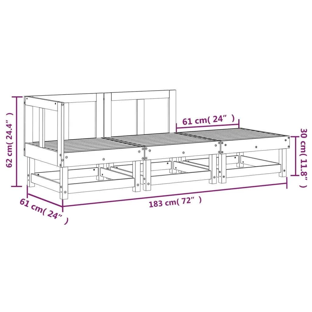 Salotto da Giardino-Set Salotto da Giardino 3 pz in Legno Massello di Douglas 974751