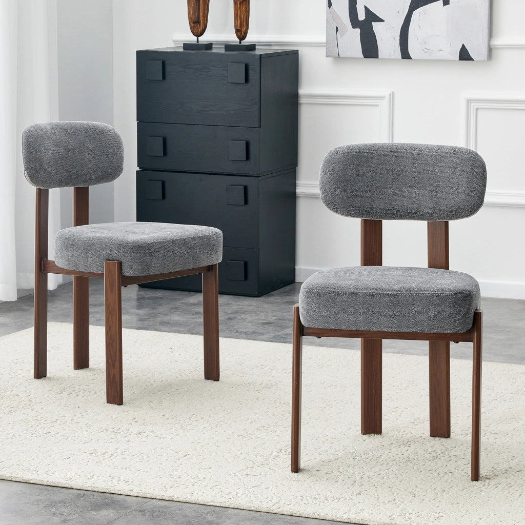 Set 2 Sedie da Pranzo Imbottite ¨C MINIMAL ¨C Tessuto Lino, Schienale Curvo, Stile Moderno