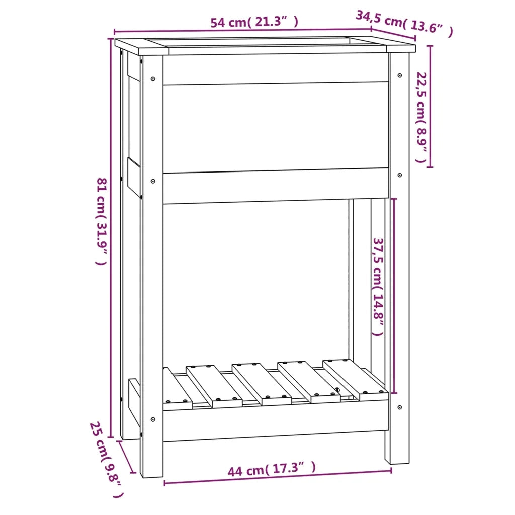 Fioriera con Mensola Ambra 54x34,5x81cm Legno Massello di Pino 823755