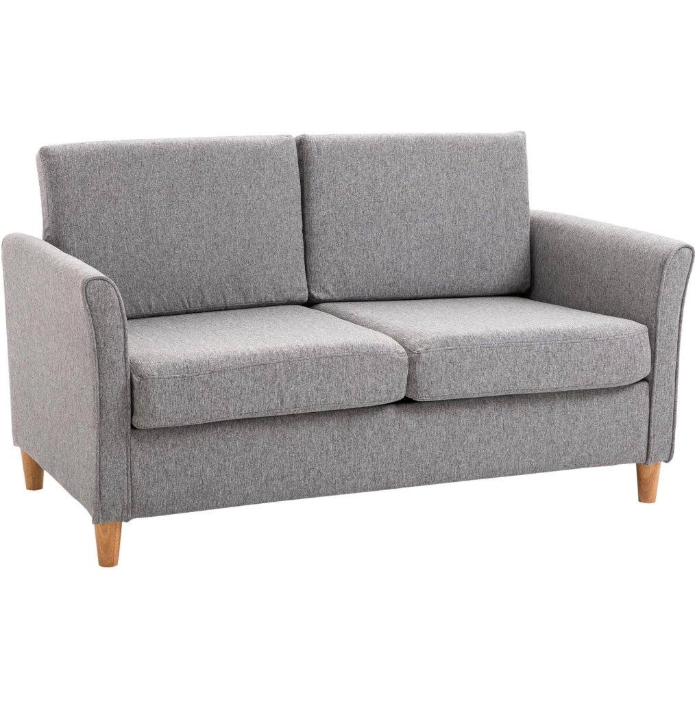 Divano a due posti in lino grigio chiaro 141x65x78cm con cuscini sfoderabili, ideale per il soggiorno