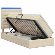Letto con contenitore LED e materasso Crema 90 x 190 cm Tessuto 3459853