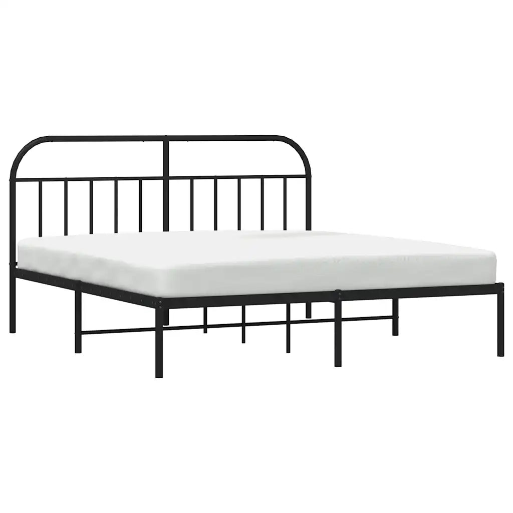 Giroletto con Testiera-Struttura Letto con testiera in Metallo Nero 180x200 cm 405978