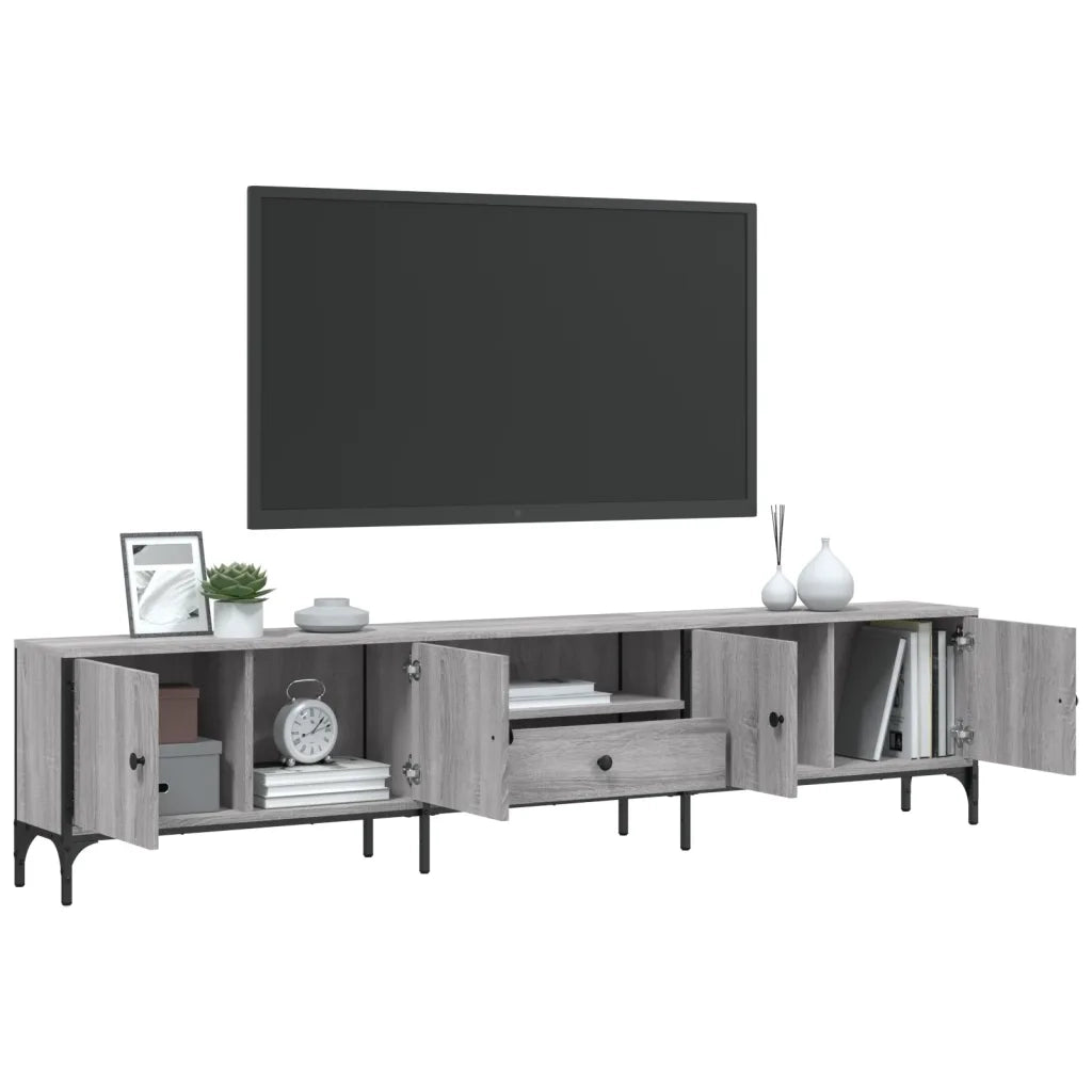 Mobile TV Cassetto Grigio Sonoma 200x25x44 cm Legno Multistrato 838991