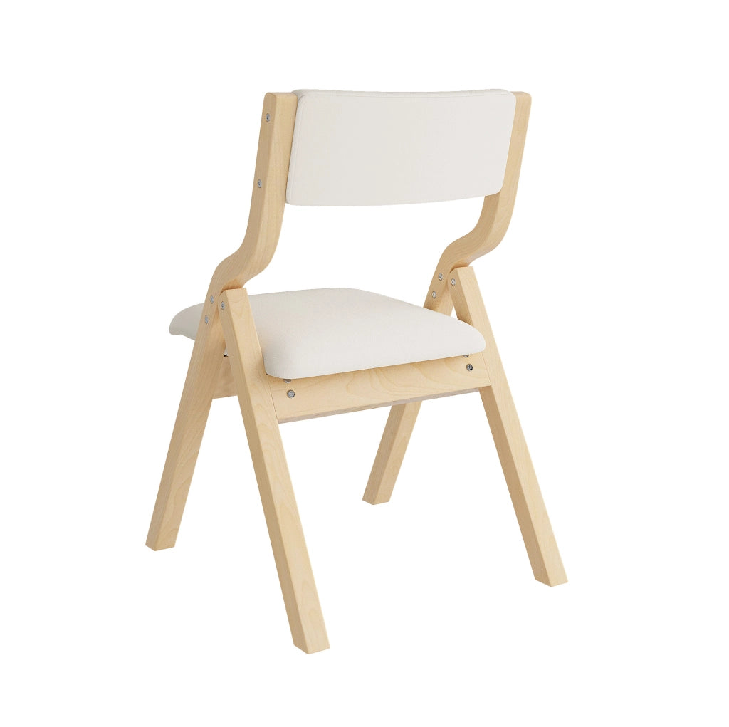 Set di 2 sedie pieghevoli imbottite in legno e lino beige