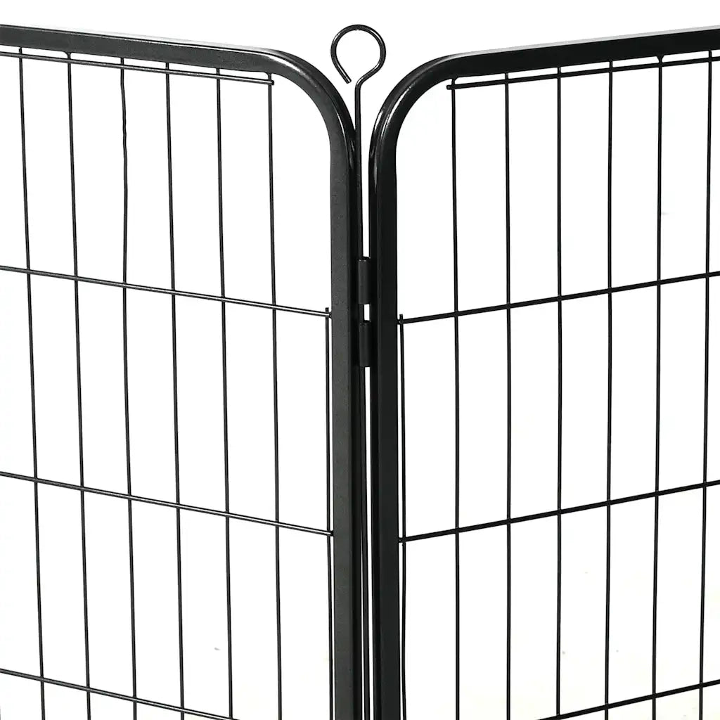 Box per Cani con 12 Pannelli in Acciaio 80x60 cm Nero 170573