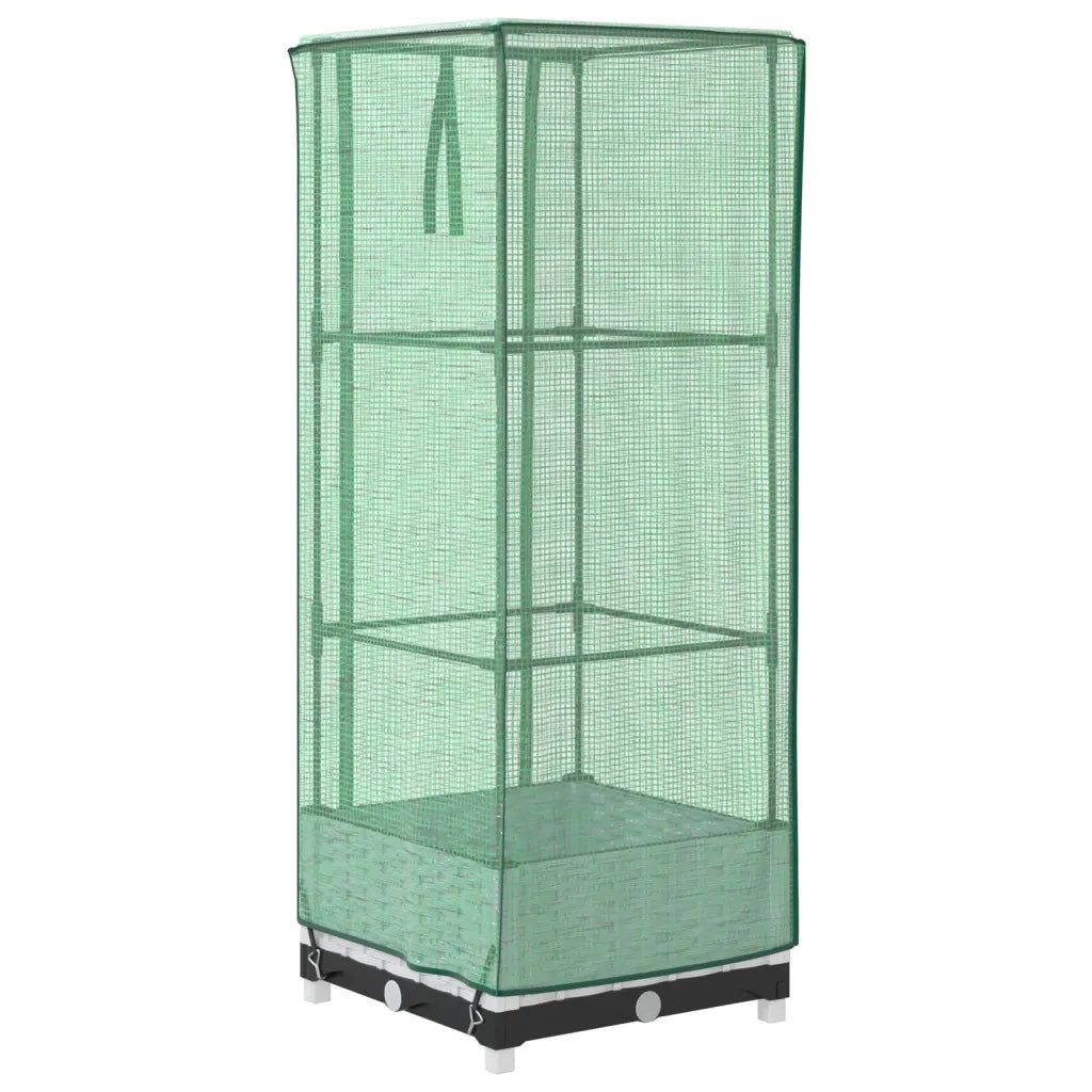 Fioriere | Cassetta per fiori | Letto Rialzato con Copertura Serra Effetto Rattan 40x40x123 cm