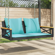 Panchina a Dondolo con Cuscini Nera 109x62x40 cm in Polyrattan